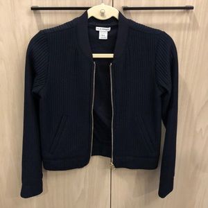 CLUB MONACO navy zip up bomber varsity jacket cardigan size XS